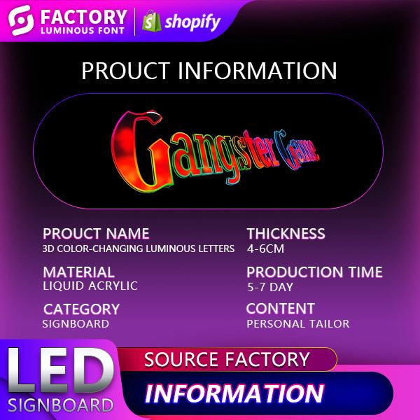 3D Color-Changing Luminous Letters