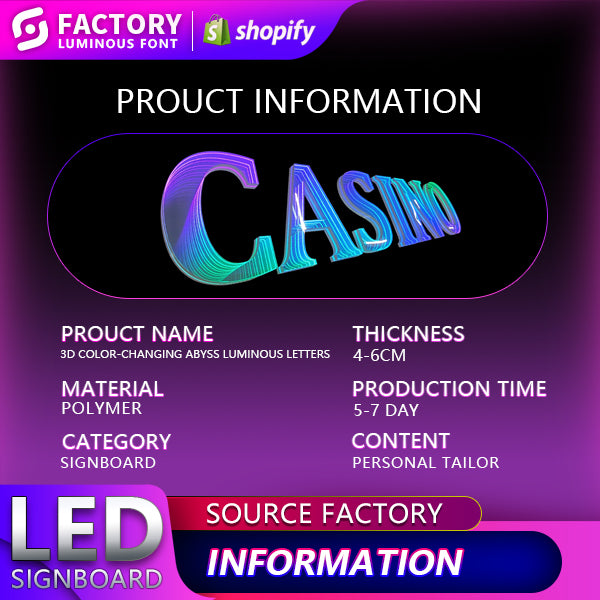 3D Color-Changing Abyss LuminousLetters