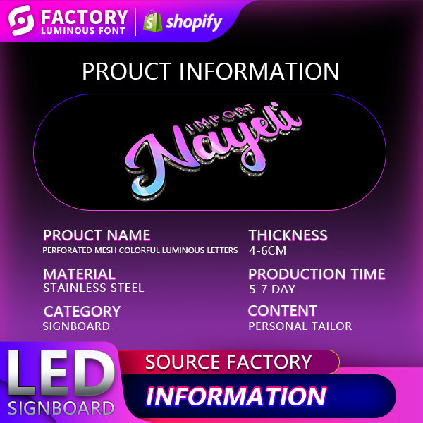 Perforated Mesh Colorful LuminousLetters