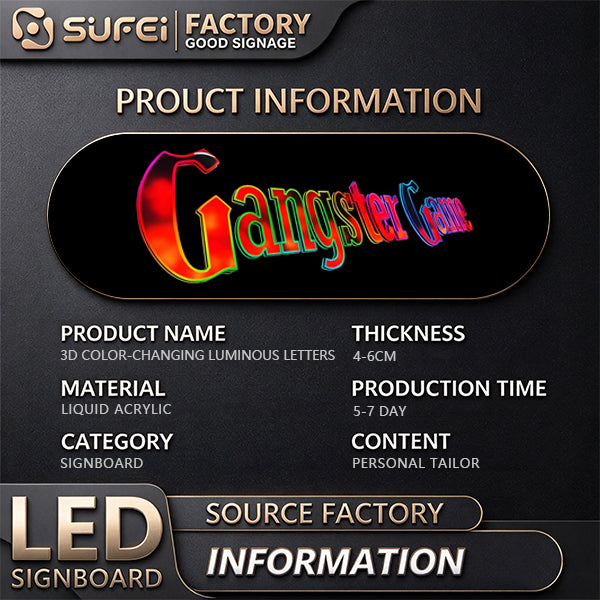 3D Color-Changing Luminous Letters